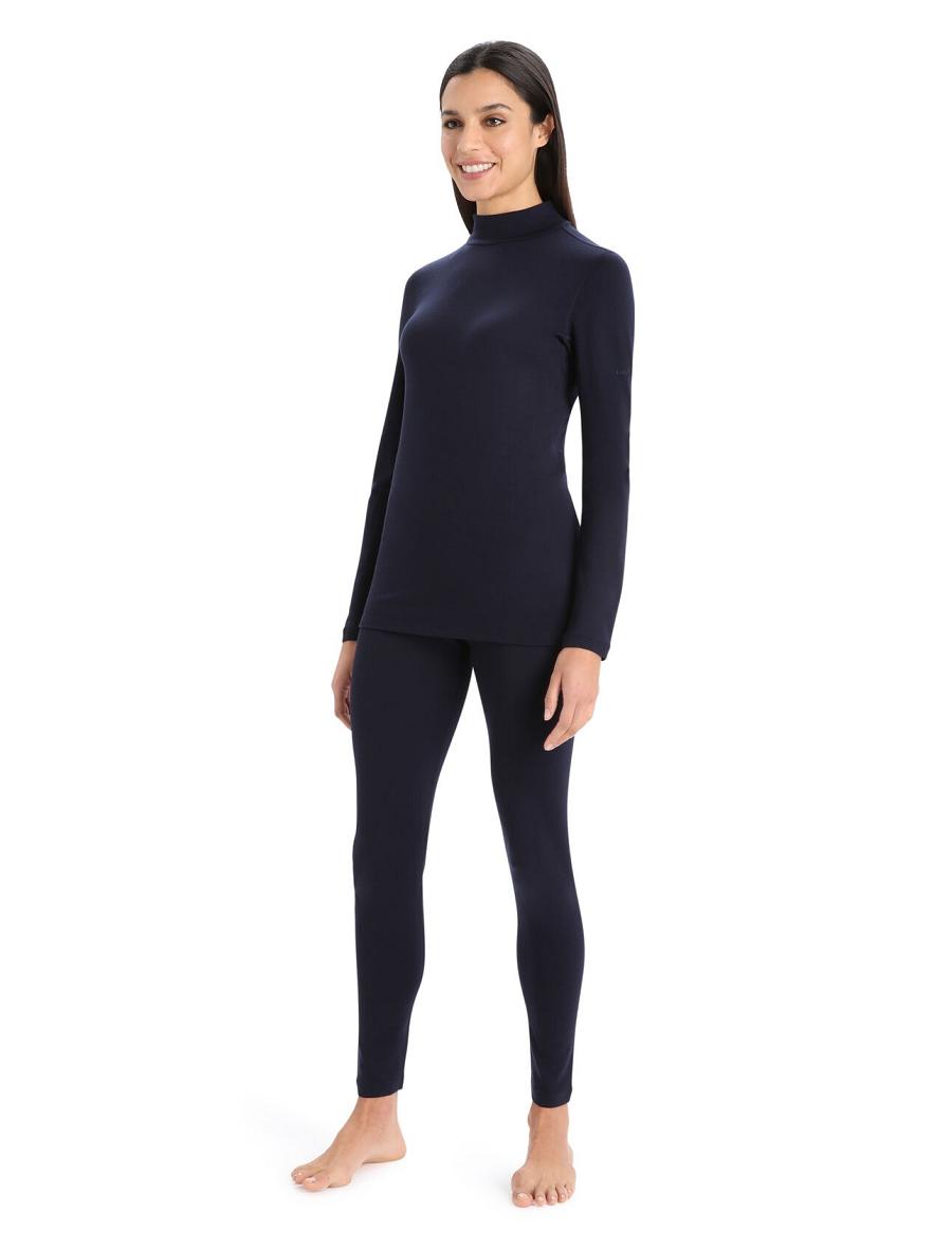 Base Layers Icebreaker Merino 260 Tech Long Sleeve Turtleneck Damskie Granatowe | PL 1120FDNM